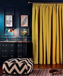 Green curtains made of woolen fabric. Starfruit Yellow Curtains Living Room Yellow Bedroom Walls Dark Green Rooms