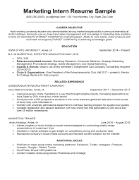 Fast learner and a hard worker with a. Marketing Intern Resume Sample Writing Tips Resume Companion