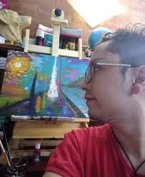 Algunas fotos del desarrollo de la pintura La bahía de los Rayos Acrílico  sobre lienzo. Por: Diego Armando Amaya #metafisica #visionaryart #colores  #llamasdefuego #saintgermain