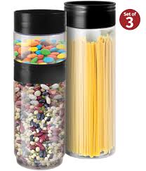 Bulk buy plastic jars from zhenghao plastic, pp plastic jars, hdpe plastic jars, pet plastic jars and more. Plastic Jars With Lids Set Of 3 Clear Plastic Containers Space Saving Stackable Plastic Canisters With