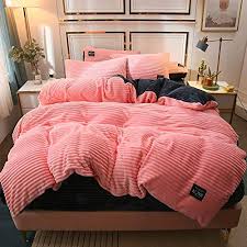 Wfbz Einfarbig Kristall Samt Flanell Fleece Doppel Samt Bettbezug Herbst Und Winter Bettwasche 4 Stuck Blau 220 X 240 Cm Bettbezug Bettdeckenbezug Bettwasche