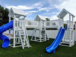 Ecr4kids activity park playhouse for kids, indoor outdoor play house with slide or climb stairs. Ruffhouse Vinyl Swing Sets Vinyl Playsets And Vinyl Playgrounds