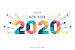 Happy New Year 2020 Black And White Clipart