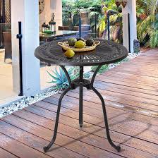 Mix and match round wicker glass. Alcott Hill All Weather Patio Bistro Table Outdoor Round Dining Table With Umbrella Hole Cast Aluminum Market Umbrella Table 23 6 Diameter Wayfair