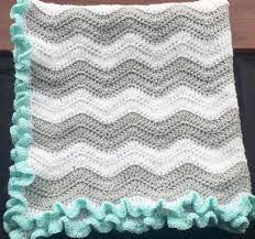 Chevron Crochet Baby Blanket With Ruffle Edging Etsy Baby Blanket Crochet Baby Blanket Crochet Pattern Baby Boy Crochet Blanket