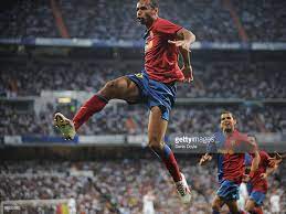 He played for the blaugrana for three seasons, through 2009/10. Thierry Henry Of Barcelona Celebrates After Scoring Barcelona S Santiago Bernabeu Stadium Soccer Uniforms Barcelona