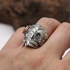 Halloween Skull Ring Heavy Metal Jewelry Ghost Head Ring Etsy In 2021 Sterling Silver Mens Mens Sterling Silver Jewelry Mens Jewelry