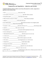 Insert a superlative or comparative into the below questions. Comparative And Superlative Adverbs Worksheets Siswapelajar Com