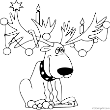 All best photos reindeer antlers coloring pages free printable antler share click deer with page sheet. Moose With Bulbs On Its Antler Coloring Page Coloringall