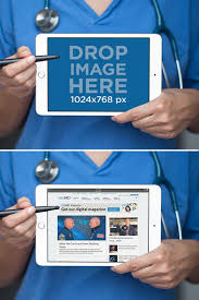 Placeit Ipad Mini In Landscape View Mockup Of A Doctor Pointing To It Ipad Mockup Ipad Mini Ipad