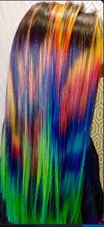Abstract Hair Art Rainbow Hair Highlights Rainbow Dyed Hair Dyed Hair Inspiration