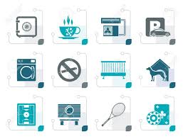 Divertiti a tra le 37 immagini di rane stilizzate da stampare e colorare per bambini. Vettoriale Icone Stilizzate Hotel E Motel Amenita Set Di Icone Vettoriali Image 76372885