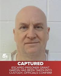 Breaking News: Officials have confirmed that Grant Hardin, the escaped  inmate and convicted murderer who was once the police chief of a small  Arkansas town, has been found and taken into custody.