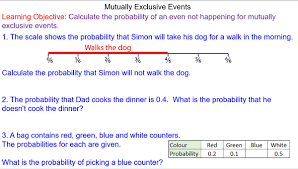 Mutually Exclusive Events Mr Mathematics Com Gcse Math Math Lessons Learning Objectives