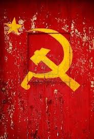 Communist Party Symbol In A Old Wooden Door With Red Paint Peeling Propaganda Art Red Paint Old Wooden Doors