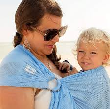 Amazon Com Beachfront Baby Versatile Water Warm Weather Ring Sling Baby Carrier Made In Usa With Safety Tested Fabric Aluminum Rings Lightweight Quick Dry Breathable Sky