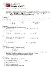 Daeu b ile de france. Daeu B Universite Paris Descartes Test D Entree
