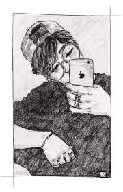 Black And White Mirror Selfie Drawing Mirror Selfie By Infired Koya Redbubble In 2020 Human Sketch Mirror Selfie Sketches