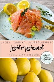 Leichter Lachssalat Mit Zitronigem Honig Senf Dressing Rezept Honig Senf Dressing Salat Mit Lachs Senf Dressing