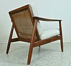 Mid Century Danish Modern Cane Back Dux Lounge Chair Tweed Upholstery Furniture Chair Sofa Chair