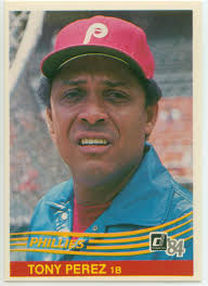 Tony Perez 1984 Donruss. When someone in 1984 yells &#39;Hey Tony&#39;, this is what you get… Just a terrible baseball card… - perez-84d