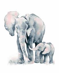 11 X 14 Bebe Elephant Impression Argent Et Par Pinkpoppywatercolors 34 00 Watercolor Elephant Elephant Art Elephant Painting