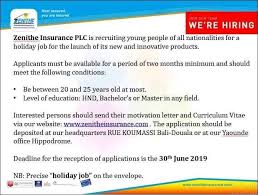 Invest In Limbe Holiday Jobs At Zenithe Insurance Sa Facebook