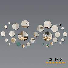 fretod miroirs muraux rond 30pcs 3d miroir autocollant stickers avec adhesif pour chambre salon decoratio miroir mural autocollant stickers miroir mural rond