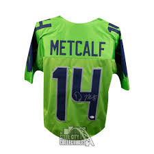 Nfl dk metcalf seattle seahawks jersey sticker. D K Metcalf Autographed Seattle Seahawks Custom Green Football Jersey Bas Coa Steel City Collectibles