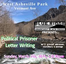March 7, 2020 was the 11th day of lent (christian observance). Blue Ridge Anarchist Black Cross Political Prisoner Letter Writing March 7 2021