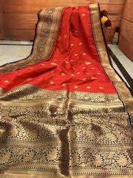 Black And Red Combination Designer Saree A Classic Evergreen Combination Red Amp Amp Black Once Again Created In A Classy Silk Saree Banarasi Black Color Combination Saree Blouse Designs Latest