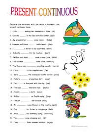 Present Continuous Tense English Esl Worksheets Present Continuous Tense English Teaching Materials English Grammar Tenses