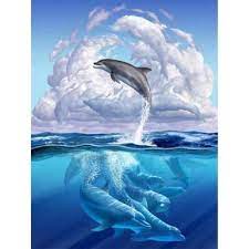 Dolphins New 3d Diy Diamond Painting Cross Stitch Crystal Etsy Dolphin Art Dolphins Animals