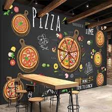 Hand Painted Wood Pizza Restaurant Backdrop Tea Shop Western Restaurant Wallpaper Fast Food Shop Mural Wallpap Pizza Wallpaper Restaurant Decor Pizzeria Design
