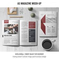 Download A5 Magazine Mockup With Cup Of Coffee For Free Magazine Mockup Business Brochure Design Brochure Design Template