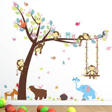 Applying an animal wall decal in your interior house will surely make it vivid and loving. New Monkey Animal Wall Stickers Jungle Zoo Tree Nursery Baby Kids Room Decal Art Diy Walmart Canada
