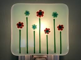 Flower Millefiori Fused Glass Plug In Night Light Etsy Glass Plugs Unique Night Lights Fused Glass