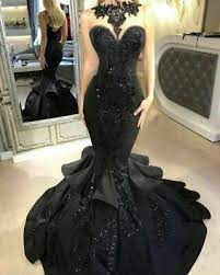 Mermaid bridal gowns with a long train will give you the full bride experience on your dream. Elegant Black Wedding Dresses Bridal Gowns Sleeveless Backless Mermaid Halter Ebay
