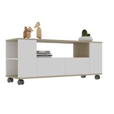 Das helle eichenholz der türen und schubladen steht auf runden, schwarzen füßen und wird von einem auffälligen schwarzem rahmen umrundet. Tv Schrank Weiss Sonoma Eiche 120 X 35 X 43 Cm Spanplatte Bester Online Shop Der Schweiz