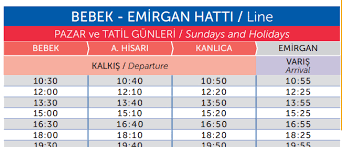 bebek emirgan iskelesi vapur tarifesi sehir hatlari kis tarifesi