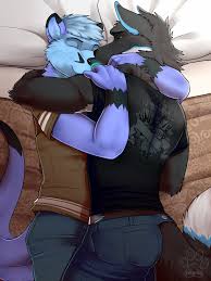 Furries cuddling art