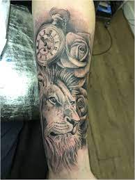 Womenstattoo Womenstattooideas Lion Clock Rose Tattoo Click For More Info Clock And Rose Tattoo Sleeve Tattoos Lion Tattoo Sleeves