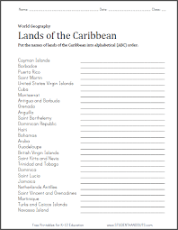 Caribbean Lands In Abc Order Free Printable Worksheet Pdf File Abc Order Worksheet Abc Order Caribbean