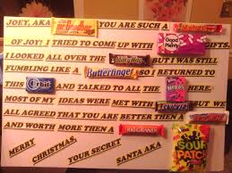 Candy Bar Board Secret Santa Gift For Coworker Secret Santa Teacher Candy Gifts Santa Gifts