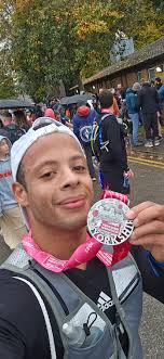 First full marathon done with a time of 4:38:48. Crazy to say that 1 year  ago I did my first 10k. Mile 20 to 26 was a shocker. Pushed through some  horrible