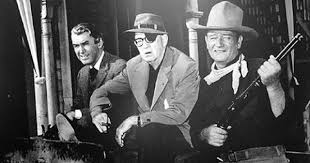 James Stewart John Ford John Wayne On The Set Of The Man Who Shot Liberty Valance Western Film Hauptdarsteller Hollywood Schauspielerinnen