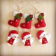 Christmas Decor Set Of 6 Christmas Ornaments Handmade Felt Etsy Felt Christmas Decorations Felt Christmas Ornaments Felt Ornaments