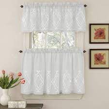Reef Marine Knitted Lace Kitchen Curtains 24 36 Tier Pair 38 Swag Pair Or 12 Valance Walmart Com Curtains Kitchen Curtains Sweet Home Collection