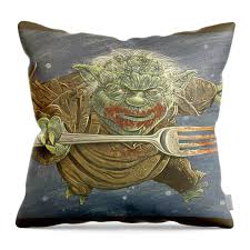 Fat Yoda, May the Fork be with you Throw Pillow