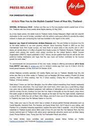 Start discovering malaysia, truly asia with airasia. Airasia Twitterren Press Release Airasia Flies You To The Stylish Coastal Town Of Hua Hin Thailand